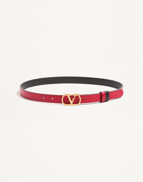 Valentino Garavani - Vlogo Signature Reversible Shiny Calfskin Belt - 20mm / 1.2 In. - Black/pure Red - Woman - Woman
