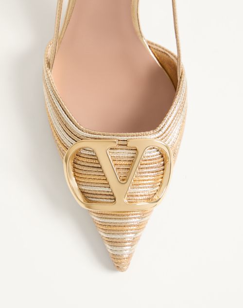 Valentino Garavani - Vlogo Signature Slingpumps In Metallic Mit Cornely-stickerei, 80 Mm - Gold - Frau - Pumps Und Slingbacks