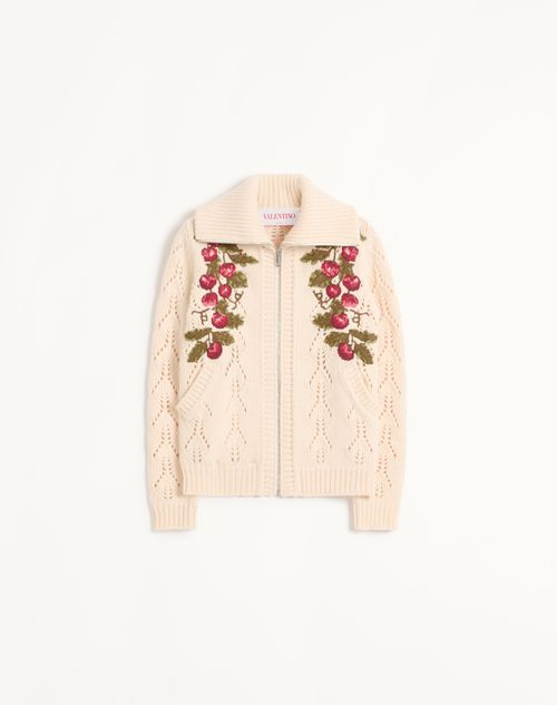 Valentino - Embroidered Wool Knit Jacket - Multicolor - Woman - Knitwear