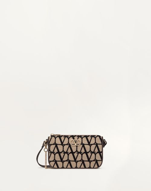 Valentino Garavani - Vlogo Signature Toile Iconographe Crossbody Bag With Strap - Beige/black - Woman - Valentino Garavani Vlogo Signature