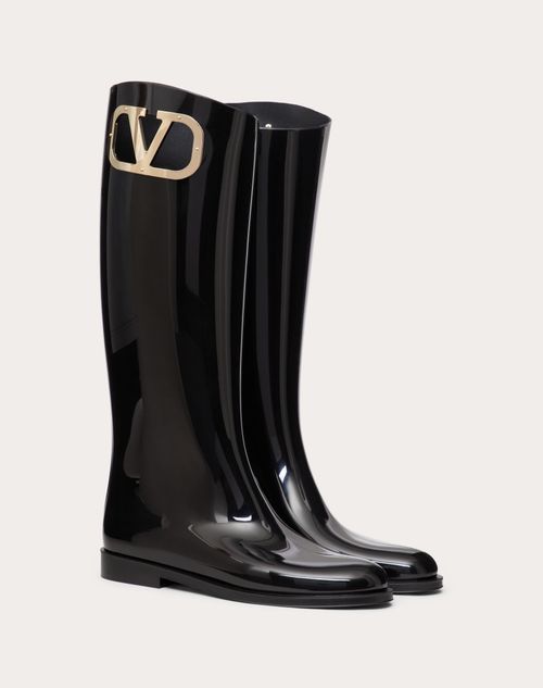 Valentino Garavani - Vlogo Type Rubber Boot 20mm - Black - Woman - Boots