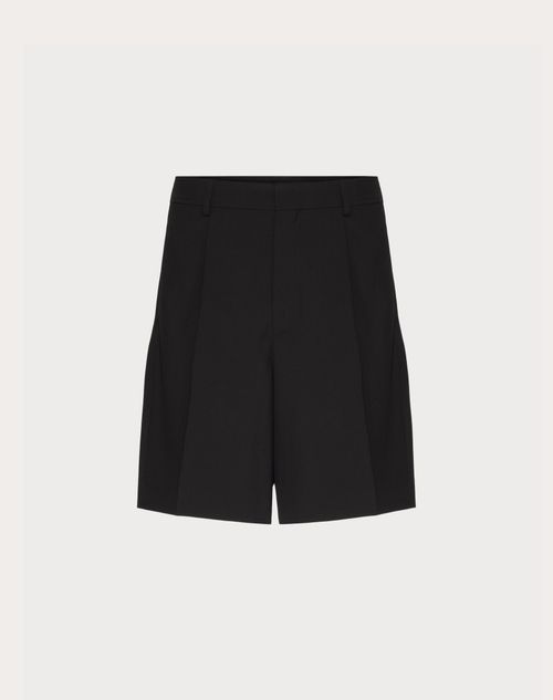 Valentino - Wool Bermuda Shorts - Black - Man - Shelf - Mrtw - Flower Embro