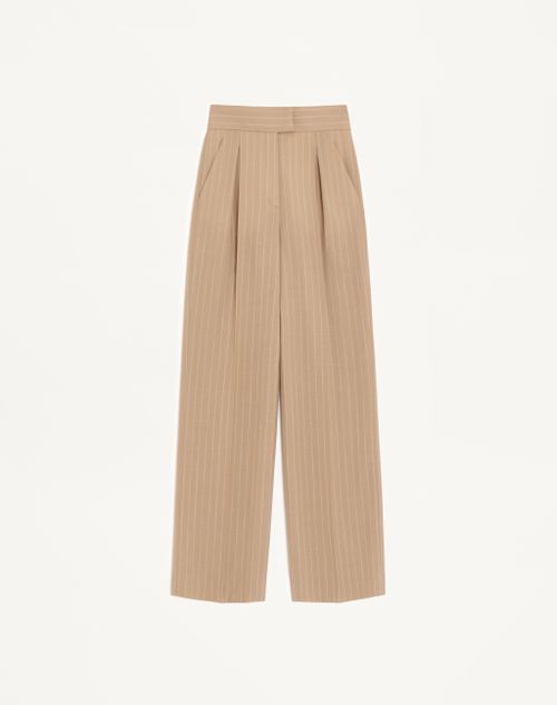 Valentino - Faded Pinstripe Trousers - Beige/ivory - Woman - Trousers And Shorts
