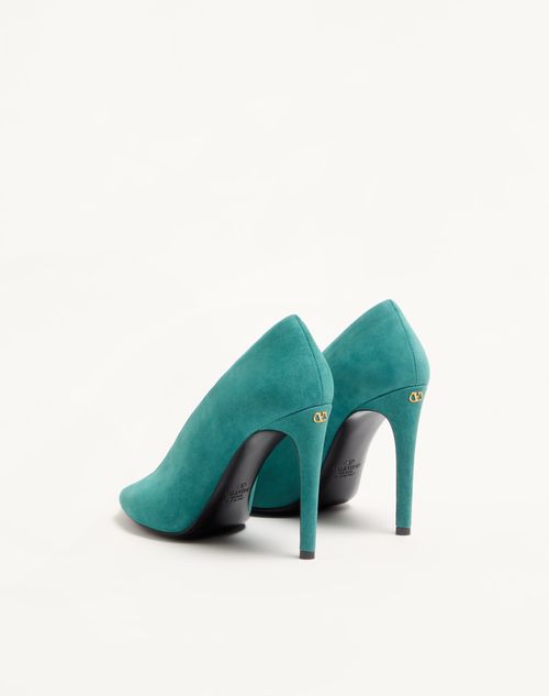 Valentino Garavani - Open Toe Révélé Suede Pumps 105mm - Aquamarine - Woman - Pumps