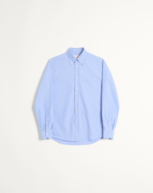 Valentino - Vlogo Embroidered Cotton Shirt - Sky Blue - Man - Shelf - Mrtw - Formalwear - W1