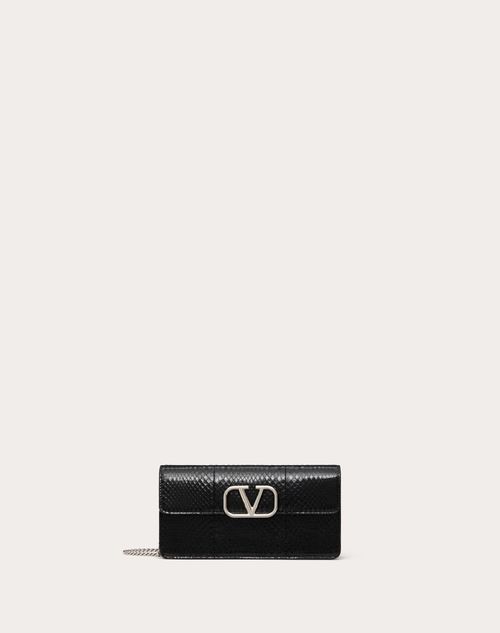 Valentino Garavani - Vlogo Signature Ayers Leather Wallet With Chain - Black - Woman - Wallets And Small Leather Goods