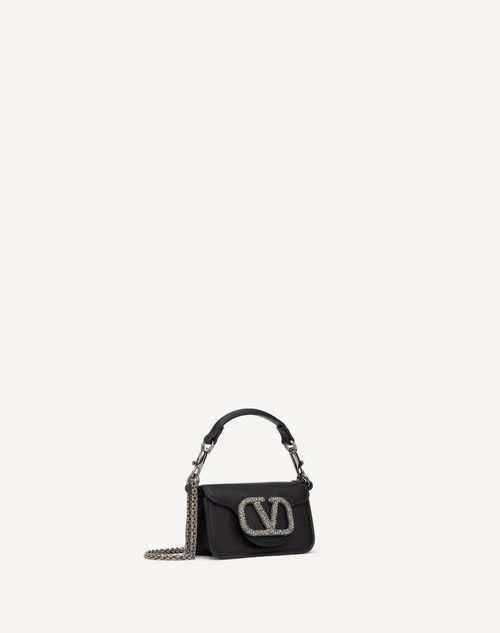 Valentino Garavani - Valentino Garavani Locò Micro Bag With Chain And Jewel Logo - Black/black - Woman - Valentino Garavani Loco