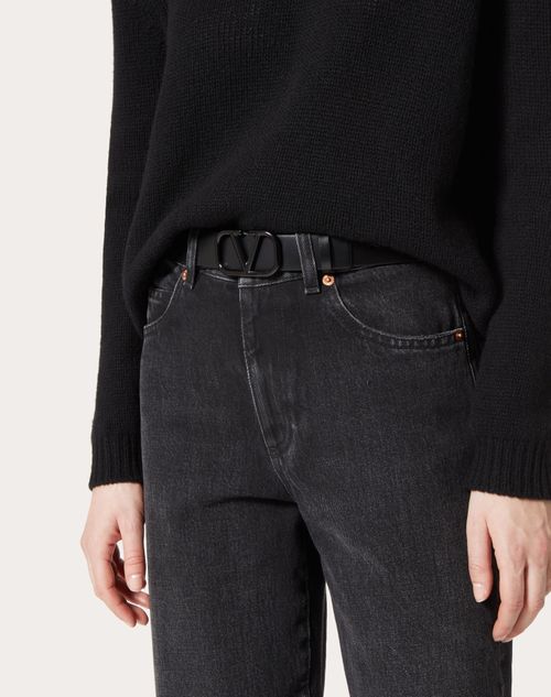 Valentino Garavani - Vlogo Signature Belt In Shiny Calfskin 30mm - Black - Woman - Woman View All