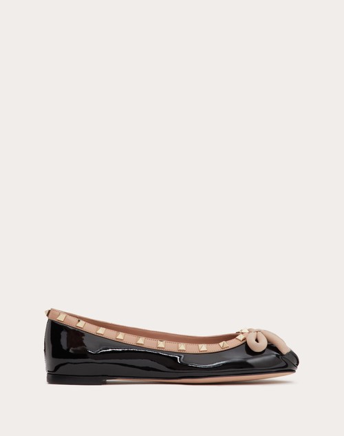 Rockstud Patent Leather Ballerina for Woman in Rose Cannelle | Valentino US