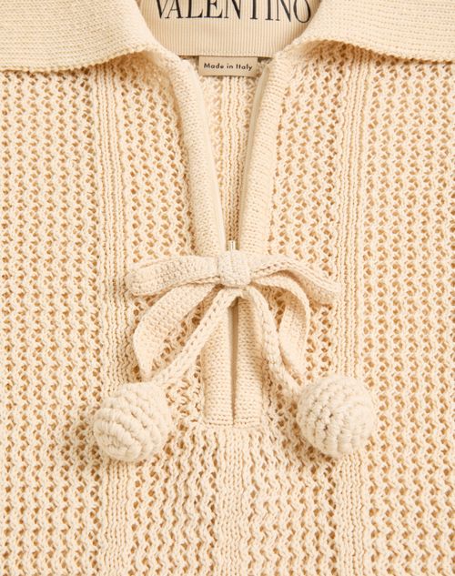 Valentino - Embroidered Cotton Knit Polo - Ivory - Woman - Knitwear