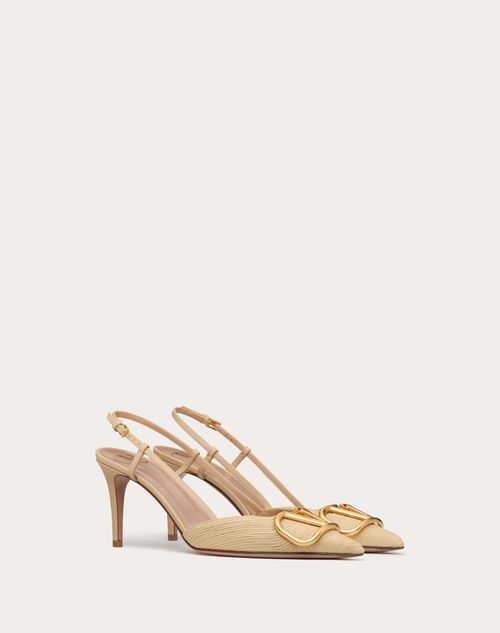 Valentino Garavani - Vlogo Signature Raffia Slingback Pumps 40mm - Natural - Woman - Woman Shoes Sale