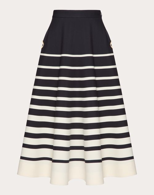 Valentino - Gonna Midi In Crepe Couture Valentino Roomview - Avorio/navy - Donna - Gonne