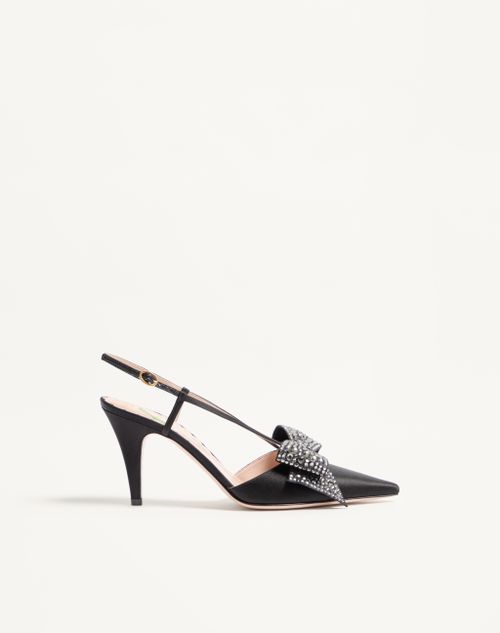 Valentino Garavani - Bowow Slingback Pumps In Satin 85mm - Black - Woman - Pumps And Slingbacks