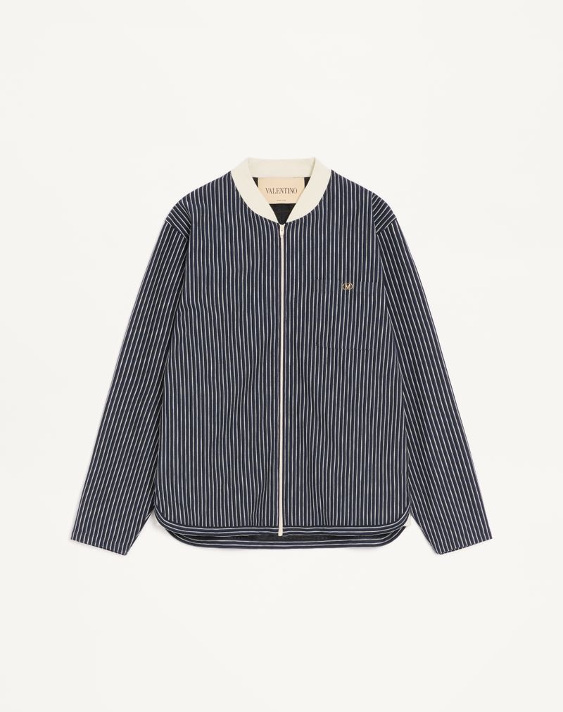 Sweat Viscose VLogo Rayé Bleu Marine/Beurre — Valentino