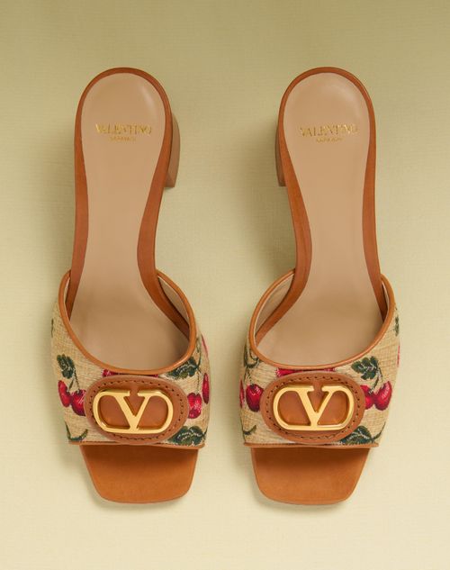 Valentino Garavani - SANDALIA SIN TALÓN VLOGO SIGNATURE CHERRYFIC CON TACÓN DE 60 MM - Natural/rojo - Mujer - Sandalias