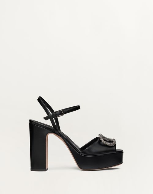 Valentino Garavani - Sandal With Vlogo Signature Platform In Calfskin 115mm - Black - Woman - Partywear