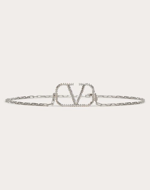 Valentino Garavani - Cinturón De Cadena Con El Vlogo Signature - Paladio/cristal - Mujer - Cinturones