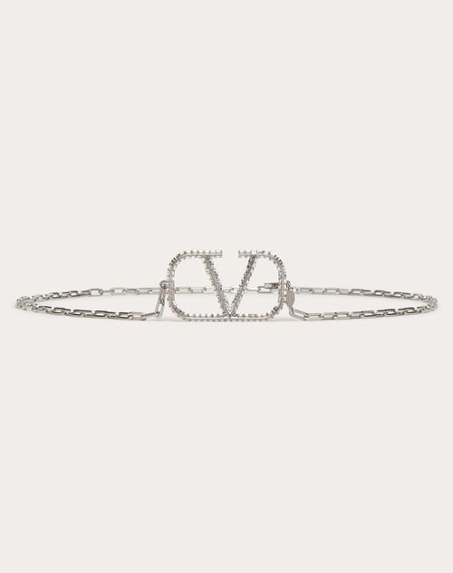 Valentino Garavani - Vlogo Signature Chain Belt - Palladium/crystal - Woman - Partywear