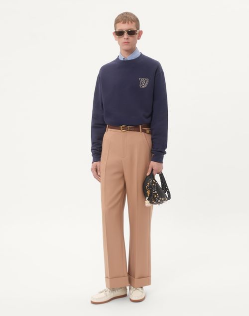 Valentino - Cotton Sweatshirt With Vg Patch - Blue - Man - New Arrivals