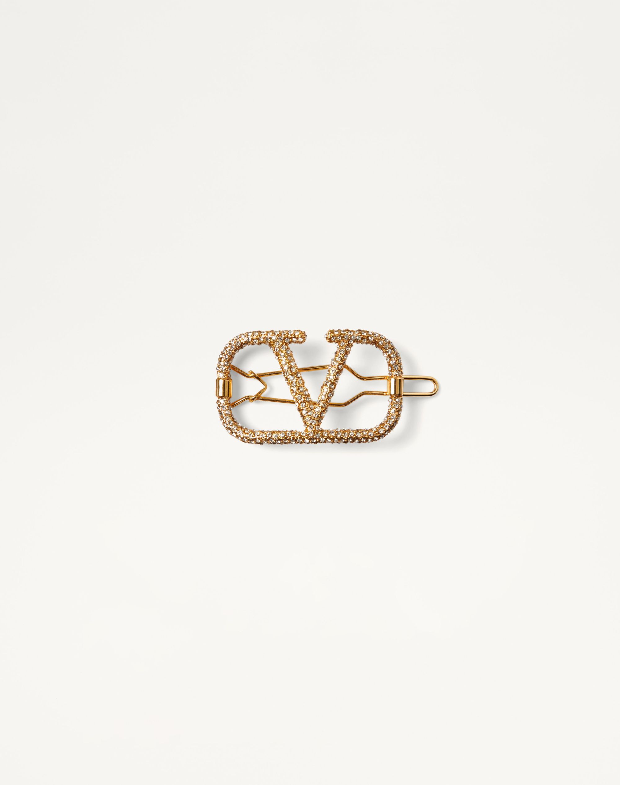 Vロゴ シグネチャー メタル X スワロフスキー®クリスタル ヘアクリップ