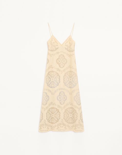 Valentino - Midi Dress In Floral Stamp Blanket - Ecru/silver - Woman - Dresses