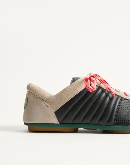 Valentino Garavani - Strikie Sneaker In Perforated Nappa And Suede - Black - Man - Sneakers