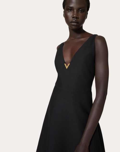 Crepe Couture Midi Dress for Woman in Black | Valentino US