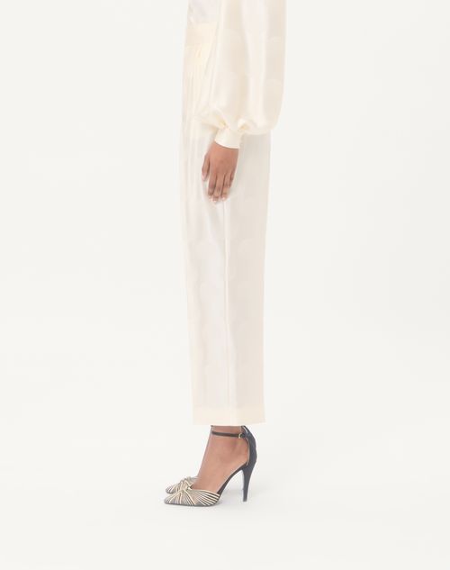 Valentino - Pantalon Rayé À Pois En Jacquard Plus De Pois - Ivoire - Femme - Shorts Et Pantalons
