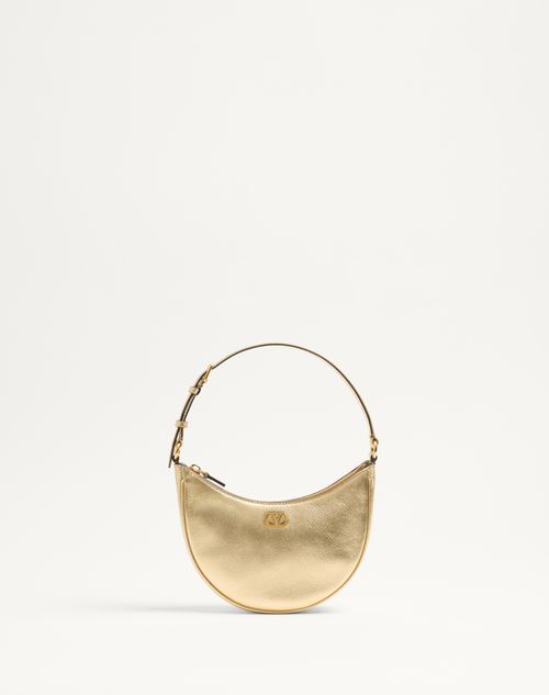 Valentino Garavani - Vlogo Signature Mini Hobo Bag In Laminated Grainy Calfskin - Antique Brass - Woman - Shoulder Bags