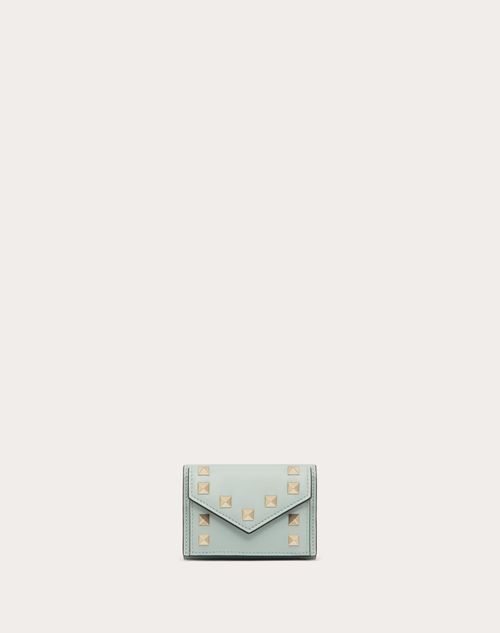 Valentino Garavani - Small Rockstud Calfskin Wallet - Water Green - Woman - Wallets And Small Leather Goods