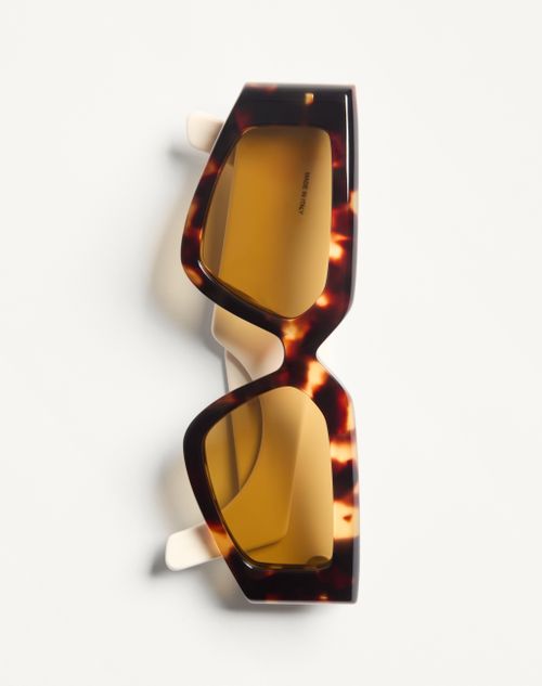 Valentino - Geometric Acetate Eyewear - Ivory/black/brown - Woman - Eyewear