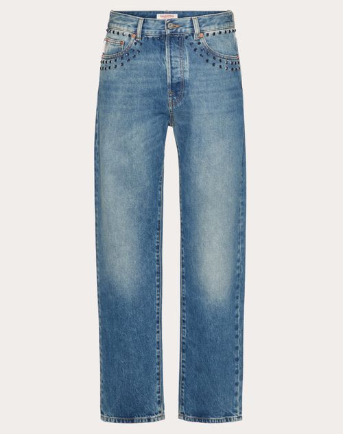 Valentino - Pantalone In Denim Con Cabochons - Denim - Uomo - Denim