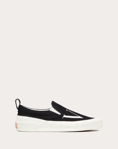 Valentino Garavani - Vltn Fabric Slip-on Sneaker - Black/white - Man - Man Shoes Sale