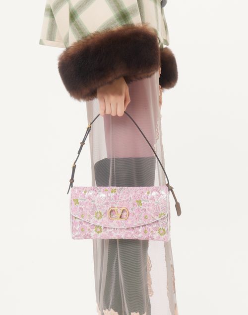 Valentino Garavani - ヴァレンティノ ガラヴァーニ ドゥ ヴェイン ジャカード ルレックス ファブリック スモール ショルダーバッグ - シルバー/ピンク - ウィメンズ - ショルダーバッグ