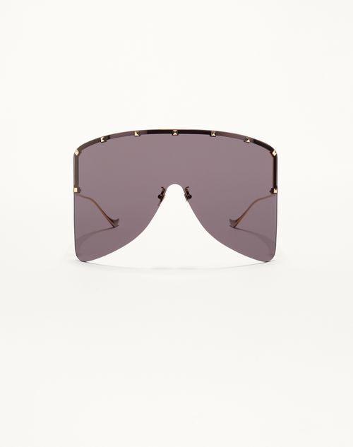 Valentino - Occhiale Maschera In Metallo - Oro/grigio - Unisex - Occhiali