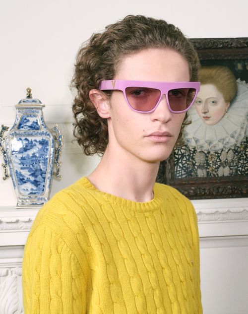 Valentino - Maglia Valentino In Cashmere A Trecce Con Vlogo - Giallo - Uomo - Maglieria