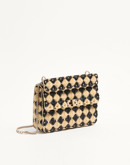 Valentino Garavani - Valentino Garavani Medium Rockstud Spike Bag Embroidered In Raffia - Natural - Woman - Woman Bags & Accessories Sale
