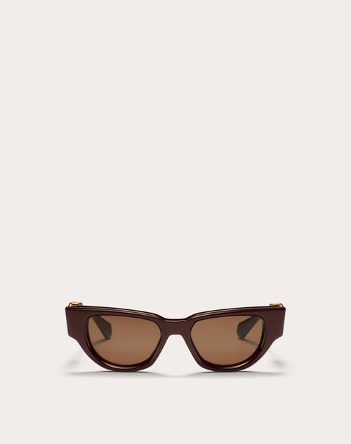 Valentino - Ii - Cat Eye Acetate Vlogo Frame - Maroon/dark Brown - Woman - Eyewear