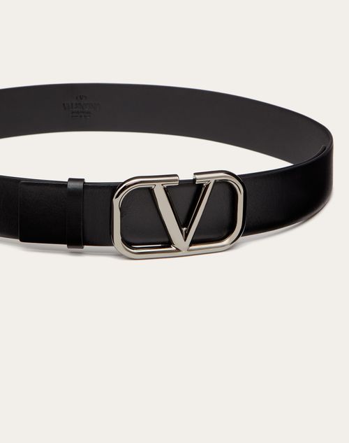 Vlogo Signature Calfskin Belt for Man in Black