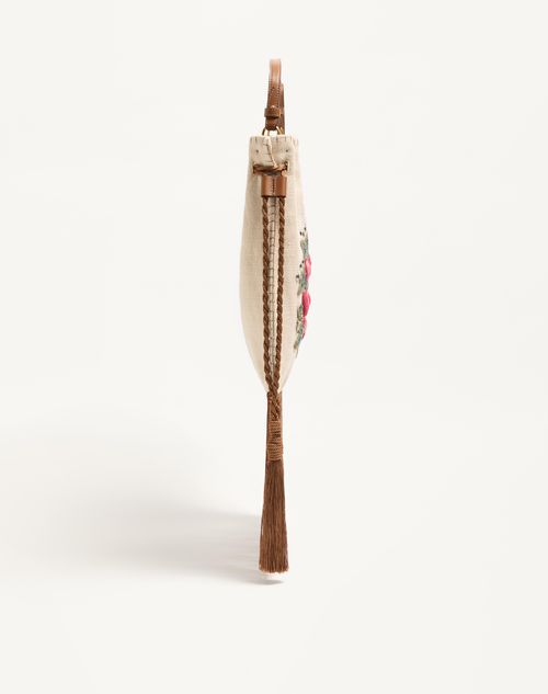 Valentino Garavani - Valentino Garavani Nellcôte Alice Embroidered Bag With Fringes - Natural/multicolor - Woman - Shoulder Bags