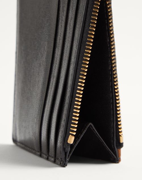 Valentino Garavani - Valentino Garavani Viva Superstar Nappa Leather Cardholder - Black/spice - Man - Wallets And Small Leather Goods