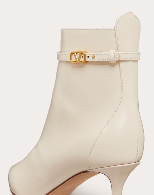 Valentino Garavani - Valentino Garavani Tan-go Ankle Boot In Calfskin Leather 70 Mm - Light Ivory - Woman - Boots