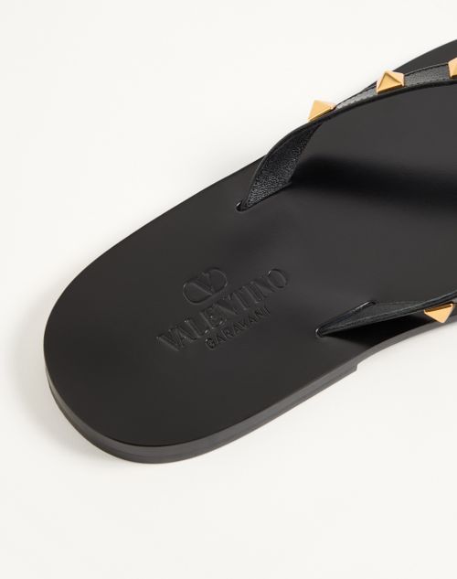 Valentino Garavani - Rockstud Goatskin Flip Flops - Black - Man - Sandals And Slides
