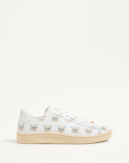 Valentino Garavani - Sneaker Royco In Vitello Nappato Con Motivo Le Chat De La Maison - Bianco - Uomo - Scarpe