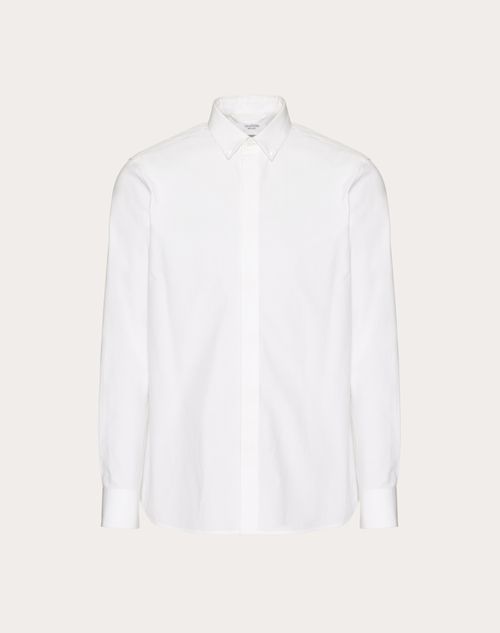 Valentino - Cotton Shirt With Rockstud Untitled Studs - White - Man - Ready To Wear