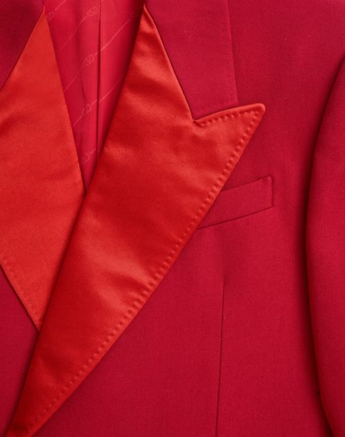 Valentino - Double-breasted Grain De Poudre Wool Jacket - Cherry Red - Man - Man Ready To Wear Sale