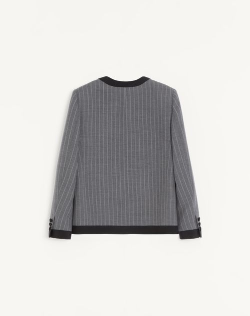 Valentino - Valentino Pinstripe Wool Jacket - Grey - Man - Coats And Blazers