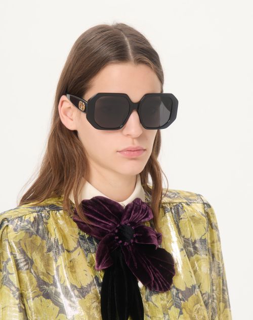 Valentino - ジオメトリックデザイン アセテート メガネ - ブラック/グレー - ウィメンズ - アイウェア