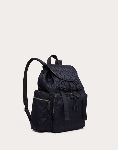 Valentino Garavani - Toile Iconographe Backpack In Technical Fabric - Marine - Man - Shelf - Vgu Bags - Man Bags Sale