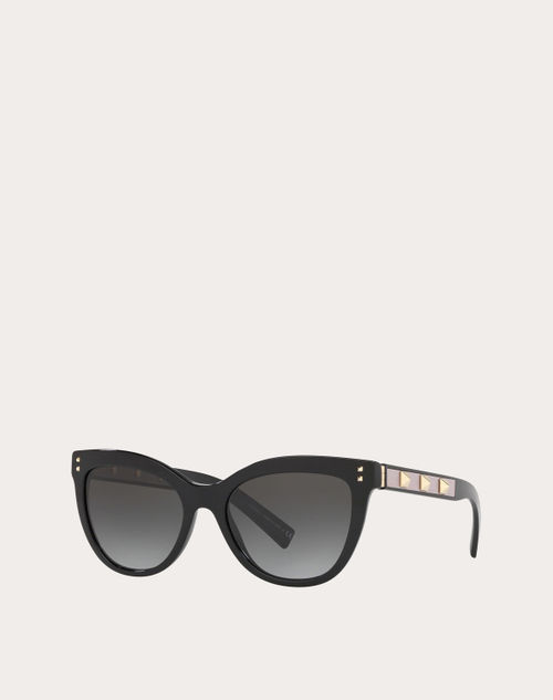 Valentino - Cat-eye Acetate Sunglasses With Studs - Black/gray - Woman - Eyewear